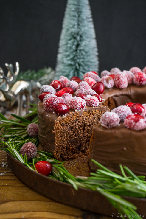 Schokoladen-Portwein-Kuchen mit sparkling Cranberries 2