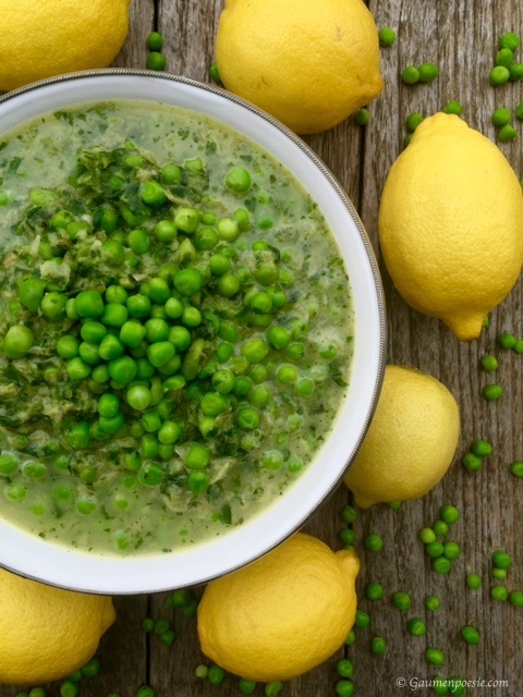 Salatsuppe mit Erbsen und Zitrone - Gaumenpoesie